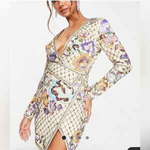 NWT Floral sequin Embroidered Long Sleeve Dress 
Asos Design Dress, Size 6 (NWT)